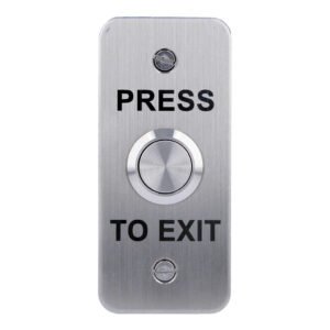 CDVI Pulsador de salida estrecho en acero inoxidable. Montaje en superficie