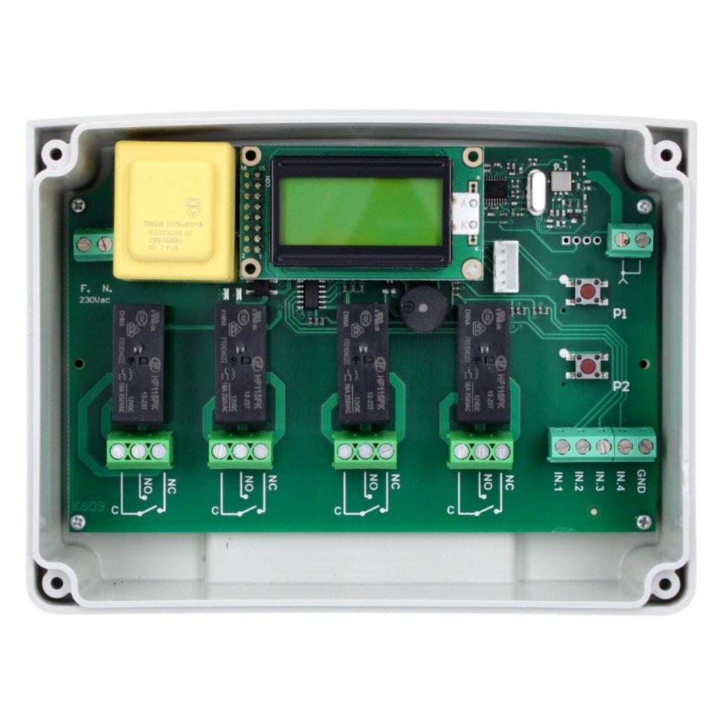 CDVI Receptor RF 433MHz de 4 relés con display LCD - 100 transmisores