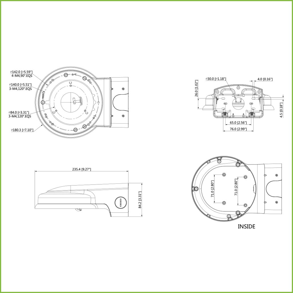Soporte para montaje en pared para Domos HDBWxxExx y HDBWxxHxx - Imagen 2