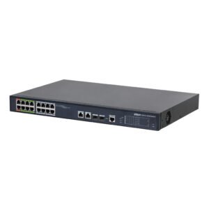 Dahua Switch ePoE 16 puertos 10/100 (8 ePoE/EoC + 8 PoE) + 2 Uplink Combo Gigabit/SFP 802.3at 240W Gestionable Layer 2 - Modo ePoE 800m