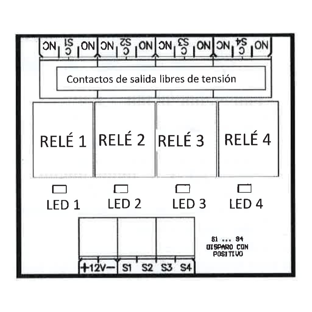 Modulo 4 relés. Alimentación a 12v - Imagen 2