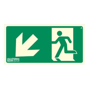 IMPLASER Señal salida bajada rampa o escalera izquierda 32x16cm