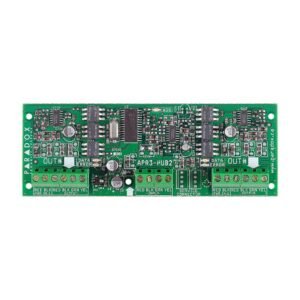 PARADOX Módulo Hub. Aislador y Amplificador de Señal para Bus. Divide el bus en dos salidas aisladas. Sin caja