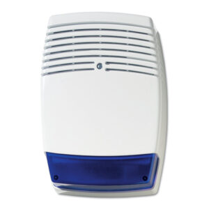 AritechSirena de exterior autoalimentada con protección metálica interna. Color blanco con lente azul. Grado 3