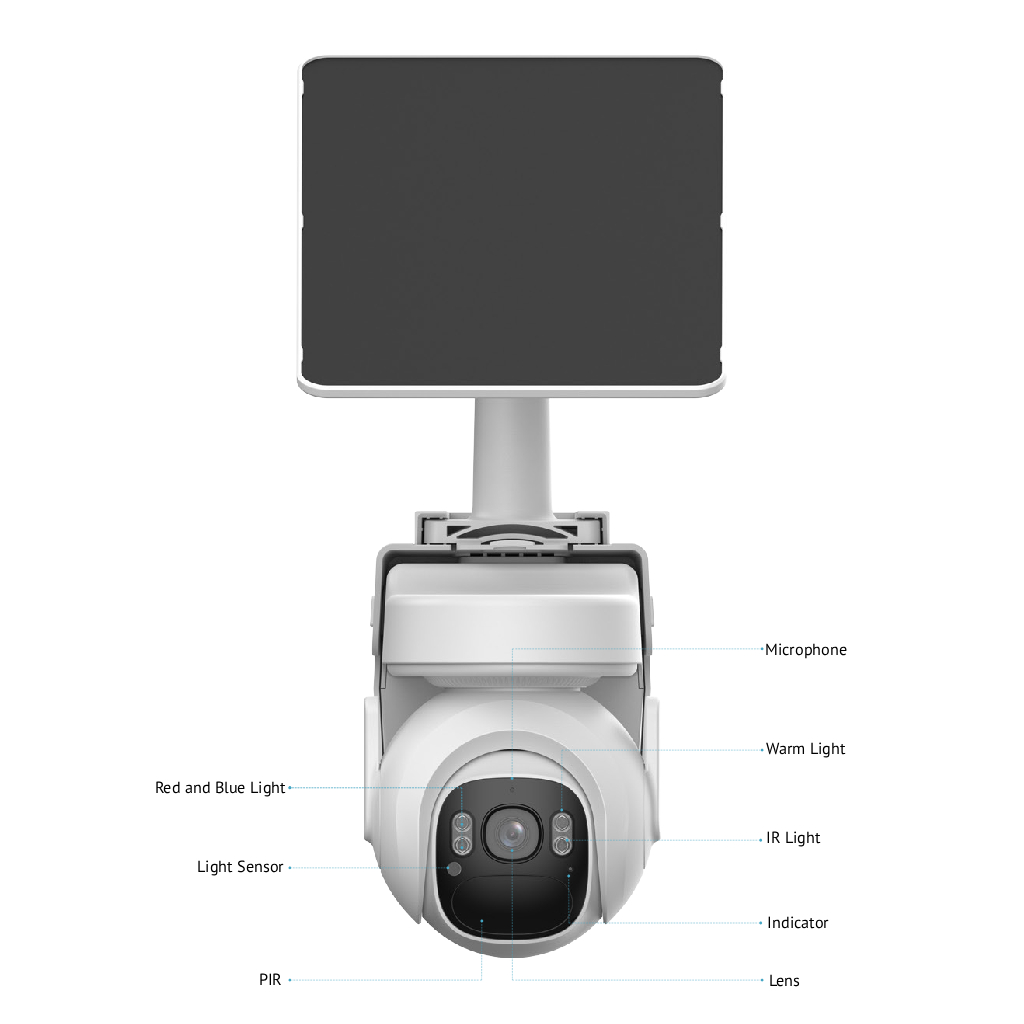 Cámara PT IP 4M H265 LED20m/IR30m 3.6mm IP66 PIR MIC/Altavoz 4G AI + Panel Solar - Imagen 2
