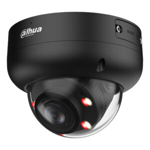 DahuaDomo IP 4M H265 FULL COLOR WDR Iluminación Dual LED50m/IR50m 2.7-13.5mm IP67 IK10 PoE MIC AI. Color negro