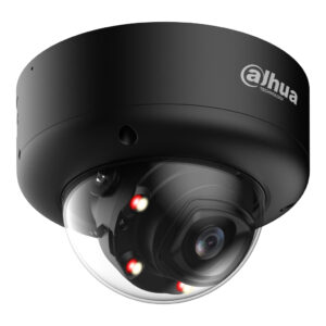 DahuaDomo IP H265 8M WDR Iluminación Dual LED50m/IR60m 2.7-12VFM IK10 IP67 ePoE SD AUDIO MIC E/S AI. Color Negro