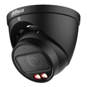 DahuaMiniDomo IP 4M H265 FULL COLOR WDR140dB Iluminación Dual LED40m/IR50m 2.7-12mm IP67 ePoE MIC AI. Color Negro