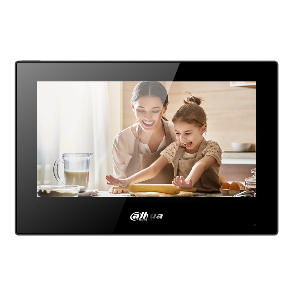 DahuaMonitor Android Interior 7" de Superficie para Videoportero IP WiFi Pantalla Táctil PoE SD 8E/1S Alarma Negro