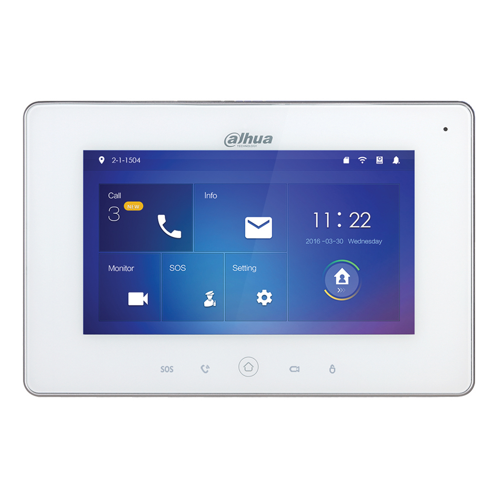 DahuaMonitor Interior 7" de Superficie para Videoportero IP WiFi PoE SD 6E 1S Alarma Blanco