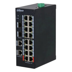 DahuaSwitch Hardened PoE 16 puertos Gigabit (2RJ45+2SFP) Uplink Gigabit 190W No_Gestionable Layer2