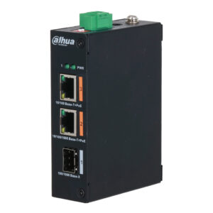 DahuaSwitch Hardened PoE 2.0 2 puertos (1p 10/100 + 1p Gigabit) +1SFP Uplink Gigabit 60W No_Gestionable Layer2