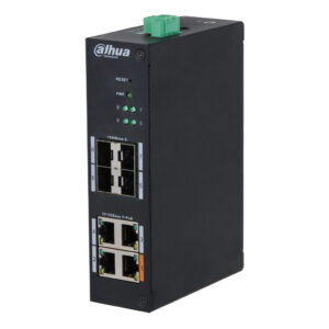 DahuaSwitch Hardened PoE 4 puertos 10/100 +4SFP Gigabit 60W Gestionable Layer2