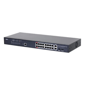 DahuaSwitch PoE 2.0 16 puertos Gigabit + 2 Combo Gigabit RJ45/SFP Uplink 130W Gestionable Layer2