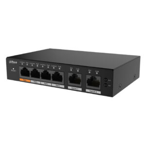 DahuaSwitch PoE 2.0 4 puertos Gigabit + 2RJ45 Uplink Gigabit 60W Gestionable en Cloud Layer2