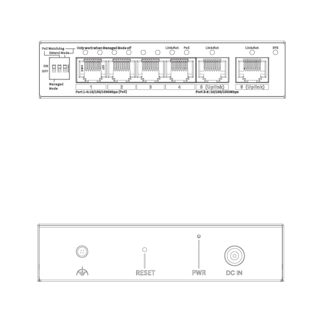 Switch PoE 4 puertos Gigabit + 2RJ45 Uplink Gigabit 60W Gestionable en Cloud Layer2 - Imagen 4