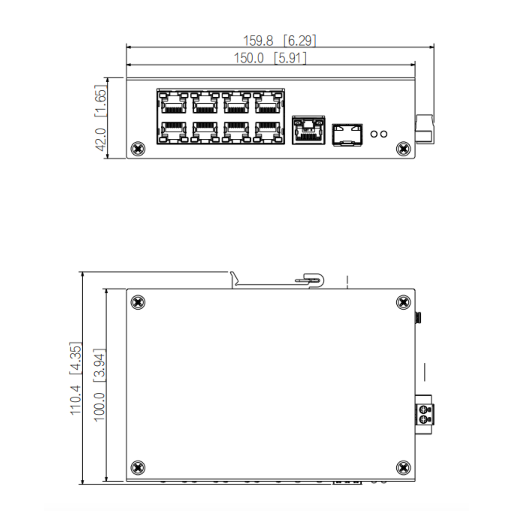 Switch Rango Temp Extendida ePoE 8 puertos 10/100 + 1RJ45 Uplink Gigabit + 1SFP Gigabit 120W No_Gestionable Layer 2 - Imagen 3
