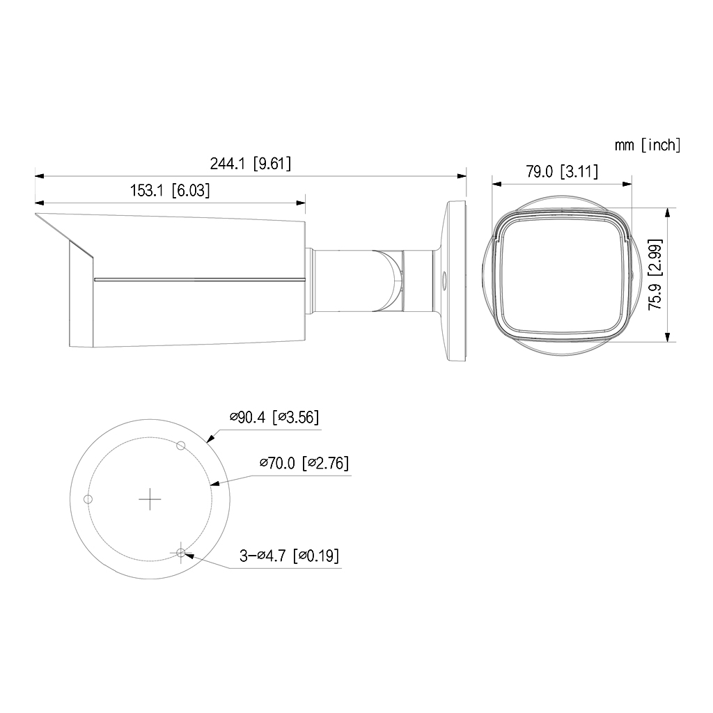 Tubular HDCVI 4EN1 2M 1080P DN ICR WDR Starlight IR80m 2.7-13.5 VFM IP67 MIC - Imagen 3