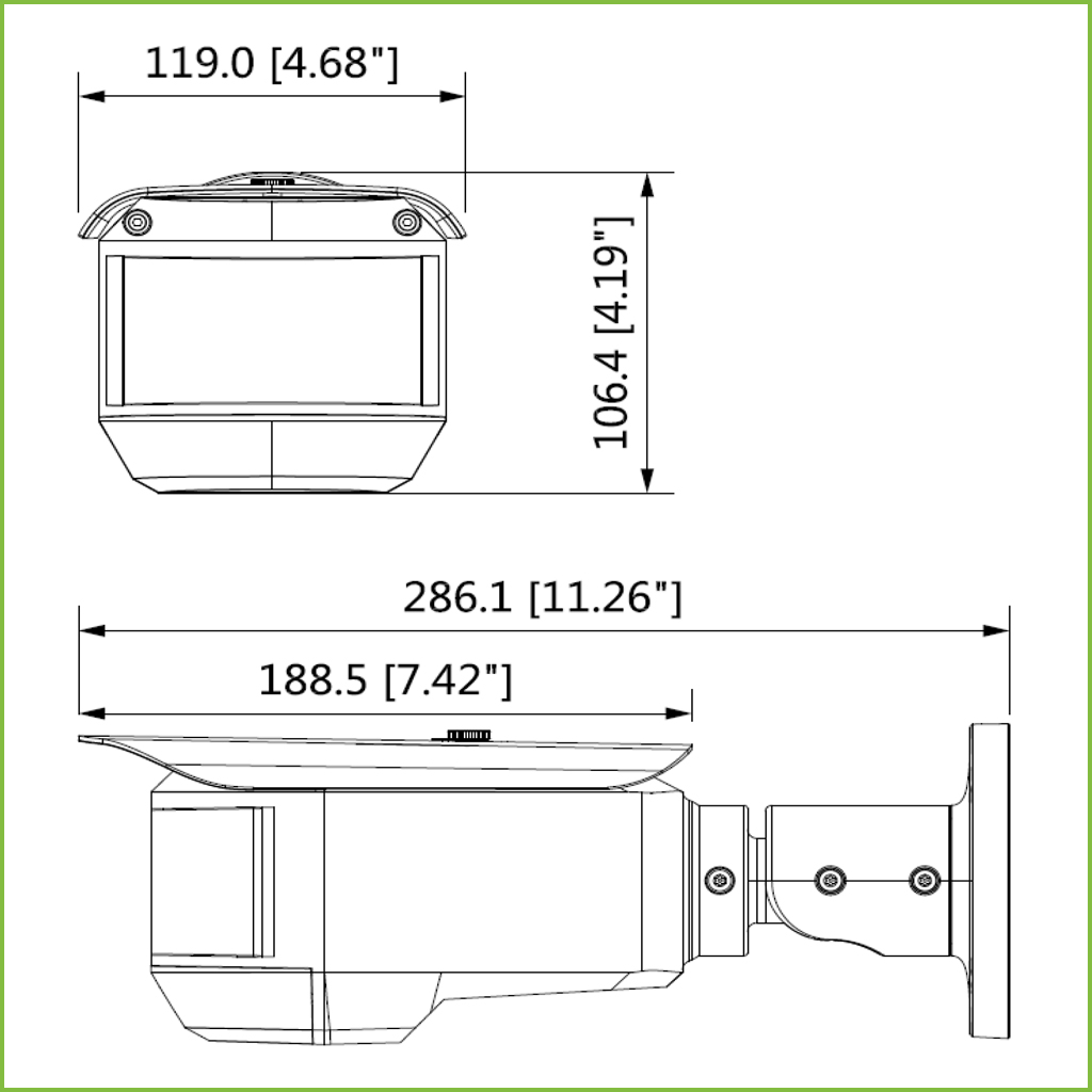 Tubular HDCVI 6M(3x2M) DN SMART WDR Starlight IR20m 180º IP67 IK10 Audio Alarma - Imagen 2