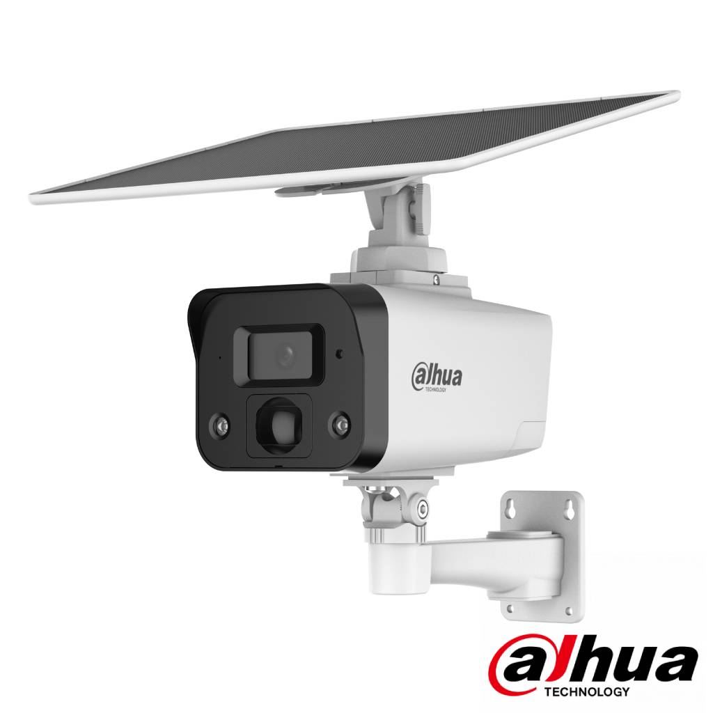 DahuaTubular IP H265 4M Iluminación Dual LED20m/IR30m 3.6mm IP67 PIR MIC/Altavoz E/S 4G AI + Panel Solar