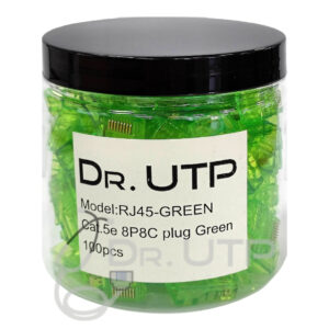 DrUTPConector RJ45 CAT.5e Color Verde en Tarro de 100 unidades