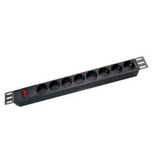 DrUTPRegleta de enchufes de Aluminio para Rack 19" 1U de 8 Schuko con interruptor