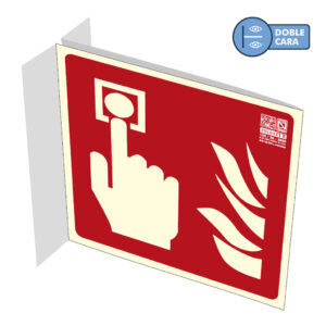 IMPLASERSeñal pulsador de alarma sobre banderola 21x21cm
