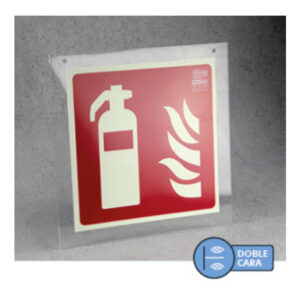 IMPLASERSoporte de metacrilato transparente (1 cara) para techo con orificios 210x210mm. No incluye señales