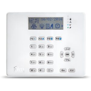 INIMTeclado LCD vía radio. 4 leds de señalización. Requiere 2 x CR17450 incluidas. Grado 2