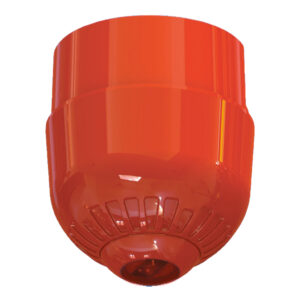 KIDDE COMMERCIALPiloto convencional estroboscópico a 24Vcc para techo. IP65. Base alta para tubo vista. Rojo con lente roja