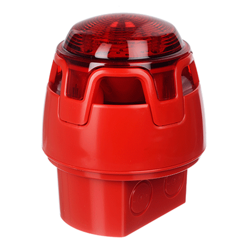 NOTIFIERSirena óptico-acústica con base alta IP65. Clases C y W. Flash rojo