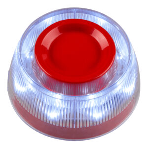 TELETEKSirena con flash y aislador. Color rojo. Requiere base standard no incluida. Certificado EN54-3/-17/-23
