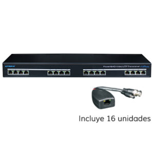 UTEPOConversor UTP 16ch Vídeo 4EN1 + Alimentación en Rack 19"